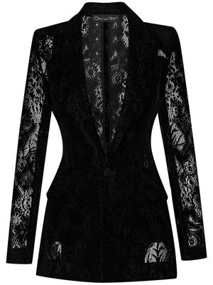 Oscar de la Renta flocked floral-lace blazer - Black