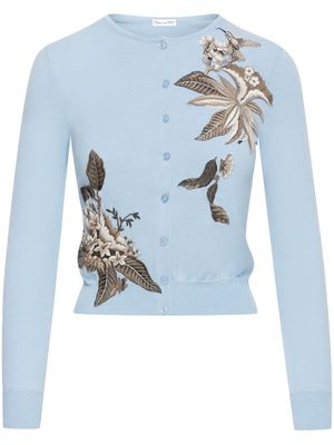 Oscar de la Renta Flora & Fauna embroidered cardigan - Blue