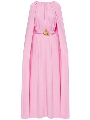Oscar de la Renta floral-appliqué cape gown - Pink
