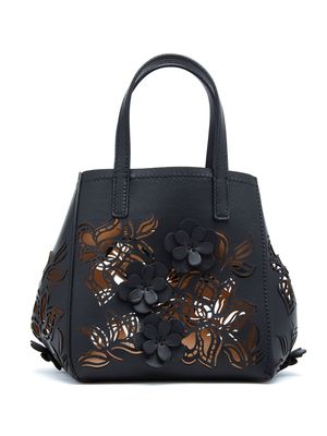 Oscar de la Renta floral-appliqué cut-out mini bag - Black