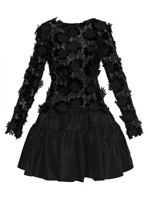 Oscar de la Renta floral appliqué high-neck minidress - Black