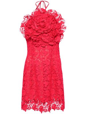 Oscar de la Renta floral-appliqué lace minidress - Red