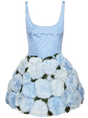 Oscar de la Renta floral-appliqué mini dress - Blue