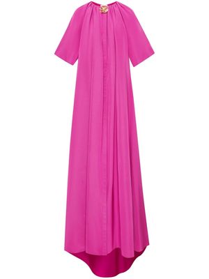 Oscar de la Renta floral-button faille kaftan maxi dress - Pink
