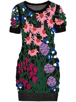 Oscar de la Renta floral crochet mini dress - Black