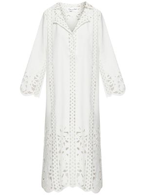 Oscar de la Renta floral guipure-lace tunic midi dress - White