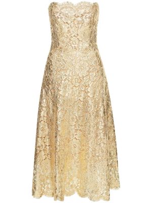 Oscar de la Renta floral-lace strapless dress - Gold