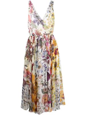 Oscar de la Renta floral-print V-neck dress - Multicolour