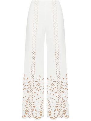 Oscar de la Renta Floral Trellis wide-leg trousers - White