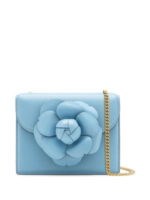 Oscar de la Renta flower-applique detail crossbody bag - Blue