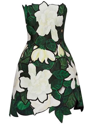 Oscar de la Renta Gardenia faille embroidered minidress - White
