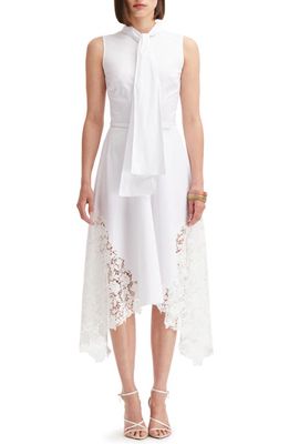 Oscar de la Renta Gardenia Guipure Lace Sleeveless Shirtdress in White