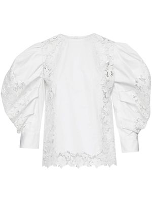 Oscar de la Renta Gardenia puff-sleeve guipure blouse - White