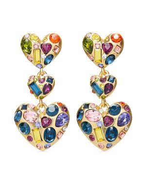 Oscar de la Renta Gemstone Heart drop earrings - Gold
