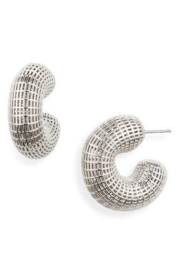Oscar de la Renta Grid Puff Earrings in Silver