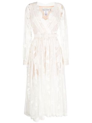 Oscar de la Renta Guipure-lace semi-sheer midi dress - White