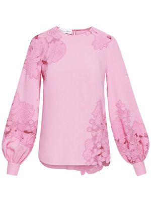 Oscar de la Renta guipure-lace silk-blend blouse - Pink