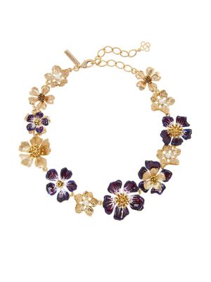 Oscar de la Renta hand-painted floral-motif necklace - Gold