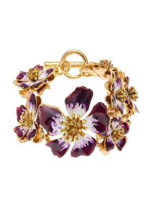 Oscar de la Renta hand-painted flower bracelet - Gold