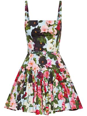 Oscar de la Renta Hollyhocks floral-print minidress - Pink