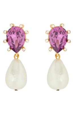 Oscar de la Renta Imitation Pearl Drop Earrings in Rose