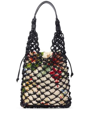 Oscar de la Renta knotted floral-print tote bag - Black