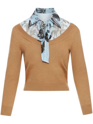 Oscar de la Renta layered fine-knit jumper - Brown