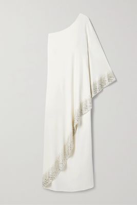 Oscar de la Renta - Layered One-sleeve Asymmetric Embellished Silk-blend Gown - Ivory