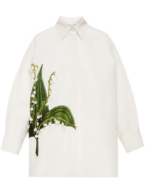 Oscar de la Renta Lily of the Valley shirt jacket - White