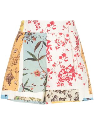 Oscar de la Renta patchwork floral shorts - Neutrals
