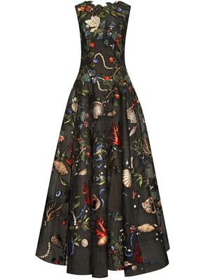 Oscar de la Renta Pietra Dura print sleeveless gown - Black
