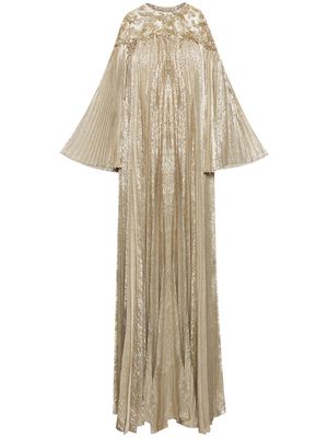 Oscar de la Renta pleated crystal-embellished caftan dress - Silver