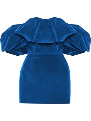 Oscar de la Renta ruched off-shoulder mini dress - Blue