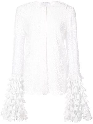 OSCAR DE LA RENTA scalloped bell sleeve blouse - White