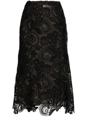 Oscar de la Renta semi-sheer guipure lace midi skirt - Black
