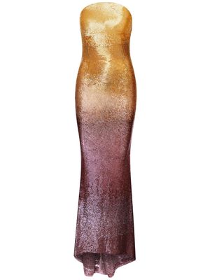 Oscar de la Renta sequin-embellished beaded gown - Yellow