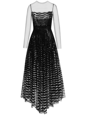 Oscar de la Renta sequin-embellished illusion-neck dress - Black