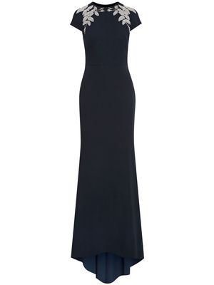 Oscar de la Renta sequin-embellished short-sleeve gown - Blue
