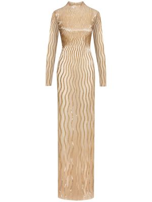 Oscar de la Renta sequin-embellished silk dress - Gold