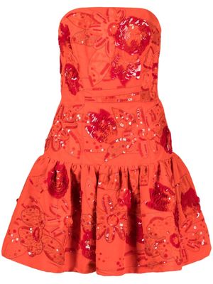Oscar de la Renta sequin-embellished silk dress - Orange