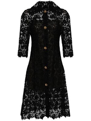Oscar de la Renta sequinned guipure-lace shirtdress - Black