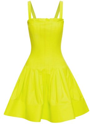 Oscar de la Renta sleeveless pleated poplin minidress - Yellow