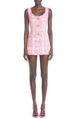 Oscar de la Renta Sleeveless Tweed Minidress in Peony Multi