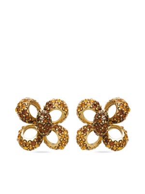Oscar de la Renta small Crystal Clover earrings - Gold