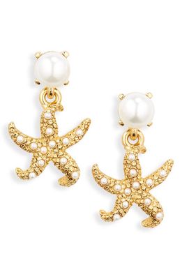 Oscar de la Renta Starfish Imitation Pearl Drop Earrings