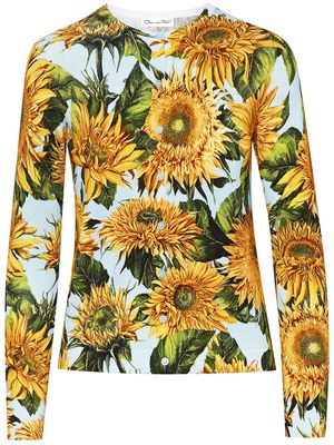 Oscar de la Renta Sunflower-print cardigan - Yellow