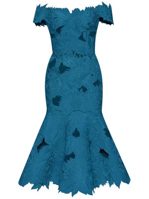 Oscar de la Renta Sunflower quilted trumpet dress - Blue
