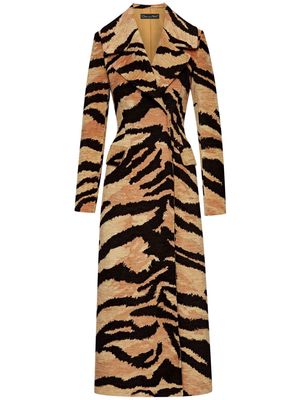 Oscar de la Renta Tiger chenille jacquard coat - Neutrals