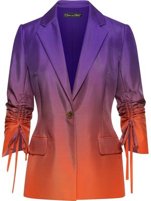 Oscar de la Renta two-tone ruched-sleeves blazer - Purple
