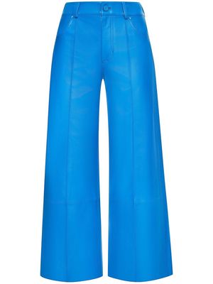 Oscar de la Renta wide-leg leather trousers - Blue